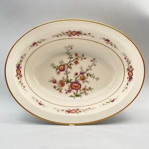 Noritake Asian Song Oval Vegetable Serving Bowl 10" Ivory China Gold Trim 7151